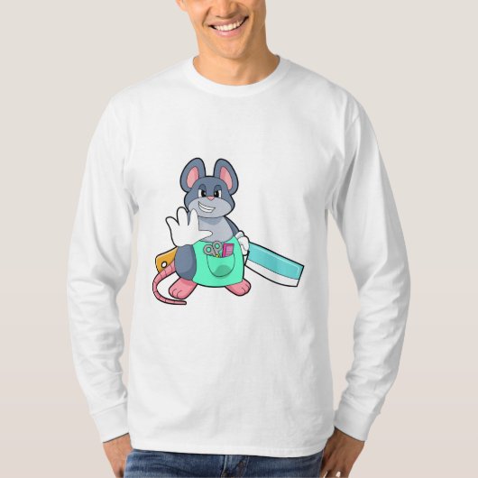 鋏と櫛で美容師としてマウス Tシャツ (正面)