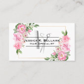 鋏と櫛 | ピンク色の花 予約カード (正面)