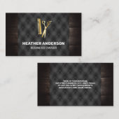 鋏と櫛 | 木材およびボタンのファブリック 名刺 (正面/裏面)