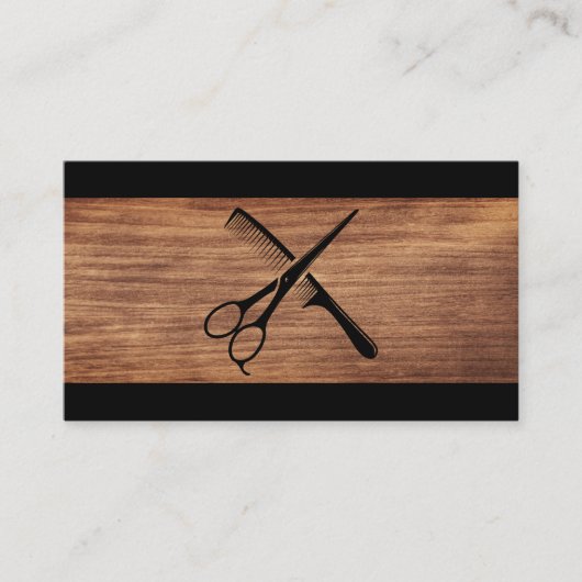 鋏と櫛 |木材 予約カード (正面)