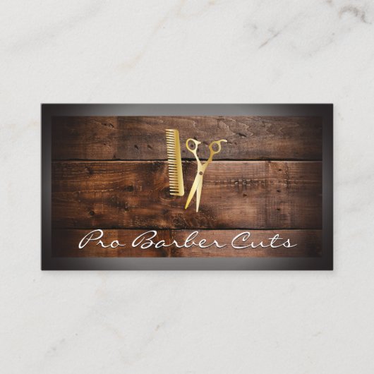 鋏と櫛 |木材 名刺 (正面)