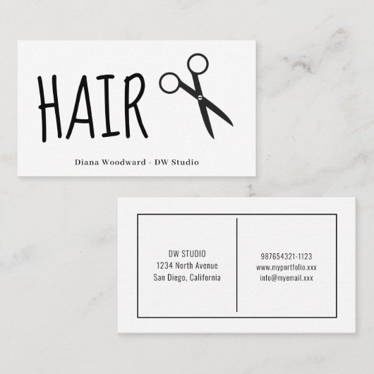 鋏の理容師の名刺 名刺 (正面/裏面)