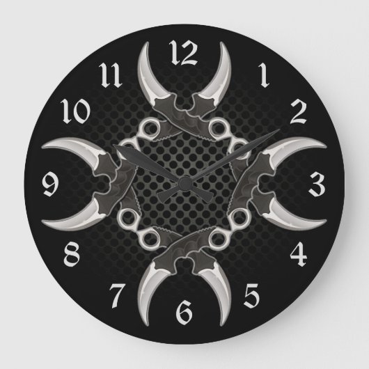 鋭いエッジの曲がったブレード丸み ラージ壁時計 (正面)