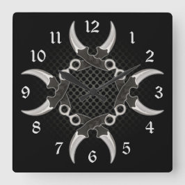 鋭いエッジの曲線状ブレード スクエア壁時計