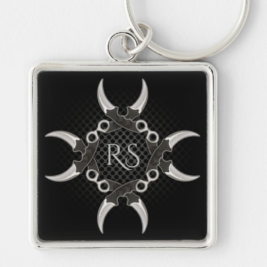 鋭いエッジモノグラムのカーブブレード2キーチェーン キーホルダー (正面)