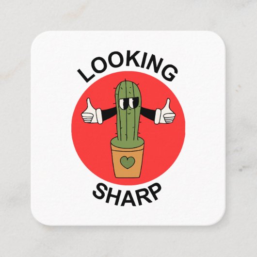 鋭いサボテンのパンを見て スクエア名刺 (正面)