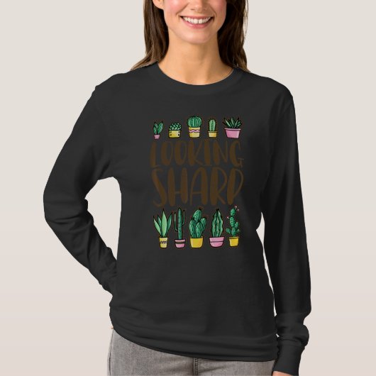 鋭いサボテンの女男性へ性かわいい植物Cact Tシャツ (正面)