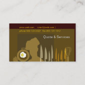 鋭いナイフの料理用の歓喜を調理している食糧シェフ 名刺 (裏面)