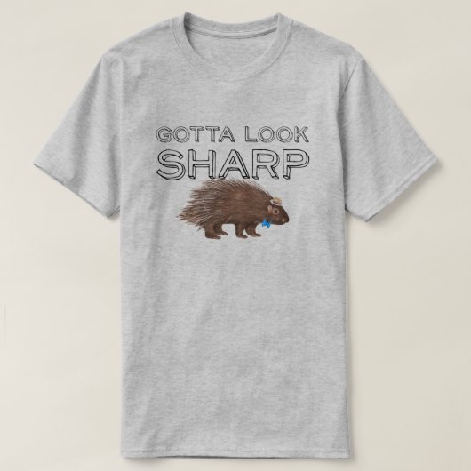 鋭いヤマアラシのおもしろいな動物の発言を見るために得られる Tシャツ (デザイン正面)
