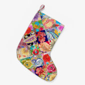 鋭い岩に浮かぶおとぎ話の城。油絵 スモールクリスマスストッキング (正面 (吊り時))