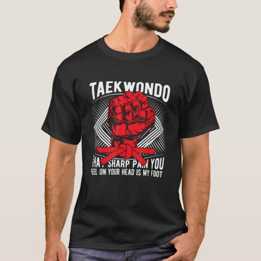 鋭い痛みの高いスポーツファイター蹴のテコンド Tシャツ (正面)