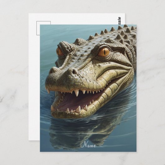 鋭い目の野生動物を持つ激しいワニ ポストカード (正面/裏面)