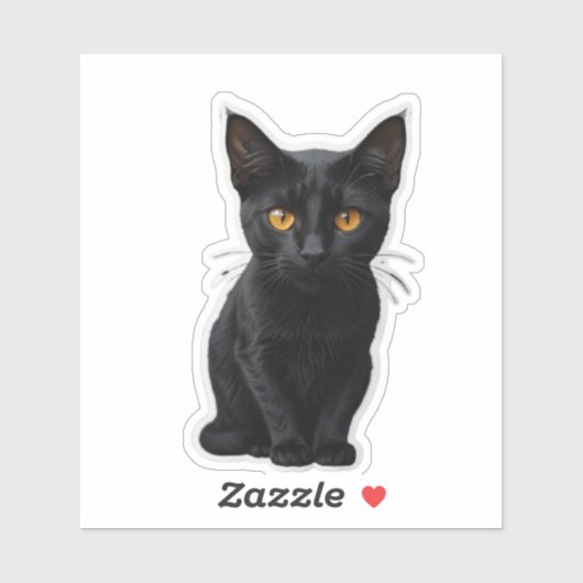 鋭い目をした謎の黒猫 シール (シート)