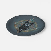 鋭い青い目をした黒い狼の頭 ペーパープレート (アングル)