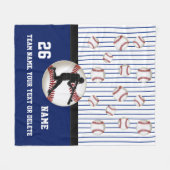 鋭くパーソナライズな野球のブランケット、3文字 フリースブランケット (正面(横))