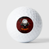 鋭く威圧的な歯を持つスカル ゴルフボール (正面)