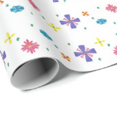鋭く白いギフト用包装紙の花 ラッピングペーパー (ロールコーナー)