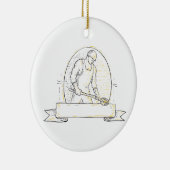 鋳物場の労働者の鋼鉄ひしゃくのMionoライン セラミックオーナメント (右)