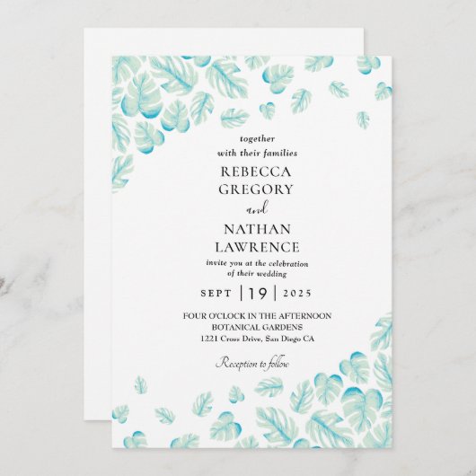 鋳造された秋の結婚式招待状 招待状 (正面/裏面)