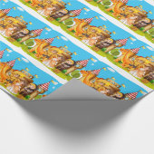 鋳造物の前に立っているプリンセスおよび騎士 ラッピングペーパー (角)