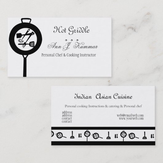 鋳鉄のシェフの料理用のケータリングの調理師 名刺 (正面/裏面)