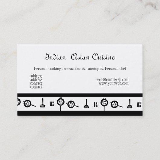 鋳鉄のシェフの料理用のケータリングの調理師 名刺 (裏面)