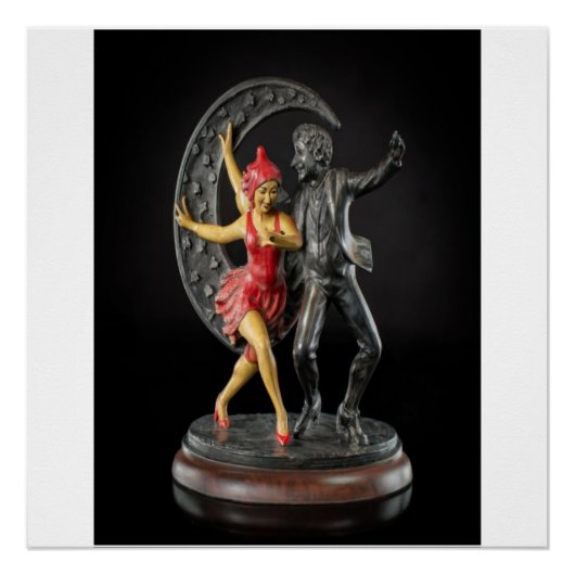 鋳鉄彫刻ジェスターと1920年代フラッパー ポスター (正面)