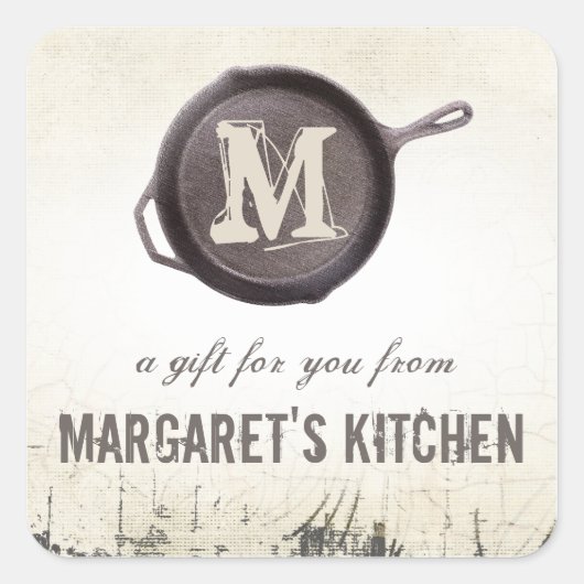 鋳鉄製フライパン料理人シェフギフトタグ スクエアシール (正面)