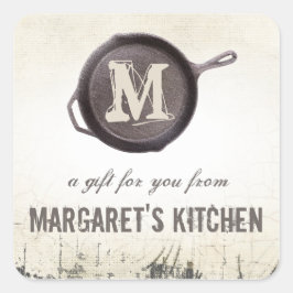 鋳鉄製フライパン料理人シェフギフトタグ スクエアシール