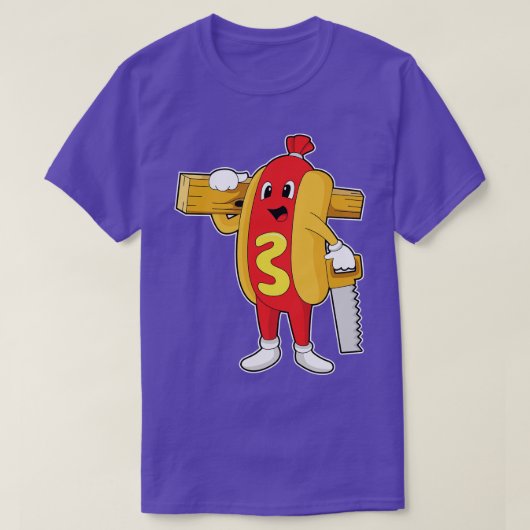 鋸木でペンターとしてのホットドッグ Tシャツ (デザイン正面)