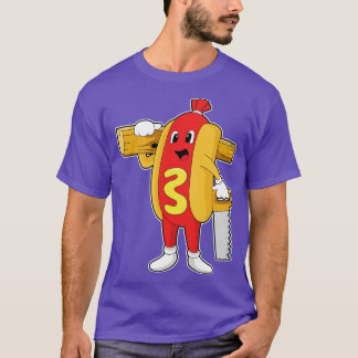 鋸木でペンターとしてのホットドッグ Tシャツ