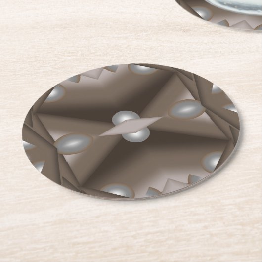 鋸歯刃の同心円アーストーンアーグラデーショント ラウンドペーパーコースター (アングル)