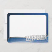 鋼の波 フラットカード ありがとう 名前入り 招待状 (正面)