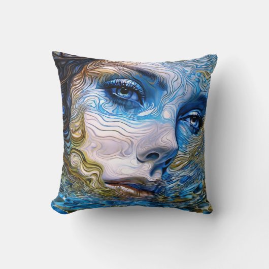 「鋼の視線」 – 水中の女性 クッション (正面)
