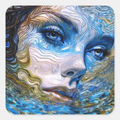 「鋼の視線」 – 水中の女性 スクエアシール (正面)