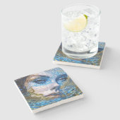 「鋼の視線」 – 水中の女性 ストーンコースター (横)