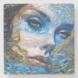 「鋼の視線」 – 水中の女性 ストーンコースター