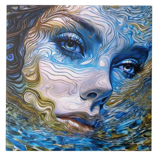 「鋼の視線」 – 水中の女性 タイル (正面)