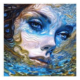 「鋼の視線」 – 水中の女性 フォトプリント           