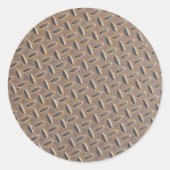 鋼や市松模様に金属で作られた錆びたプレート ラウンドシール (正面)