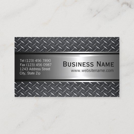 鋼カッコいい灰色フェイク金属ダイヤモンドプレートパターン 名刺 (裏面)