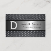 鋼カッコいい灰色フェイク金属ダイヤモンドプレートパターン 名刺 (正面)