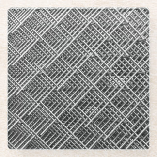 鋼格子工業用メッシュパターン ガラスコースター
