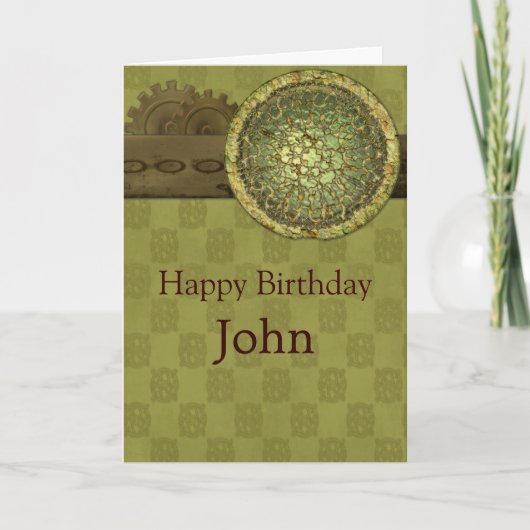 鋼男らし材とギアとの誕生日 カード (正面)