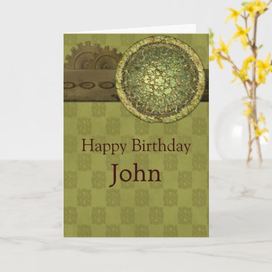 鋼男らし材とギアとの誕生日 カード (黄色い花)