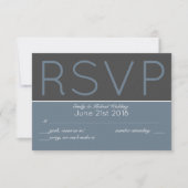 鋼製の青いRSVPとメモダンニューの選択 出欠カード (正面)