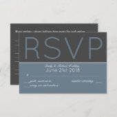 鋼製の青いRSVPとメモダンニューの選択 出欠カード (正面/裏面)