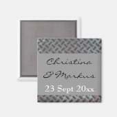 鋼製グリッドプレートメタルパターン結婚マリー マグネット (正面/裏面)