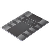 鋼鉄および黒のストライブ柄 ノートブック (左側)