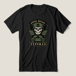 鋼鉄の獣戦車ベテラン戦術ドクロ トライブレンドTシャツ